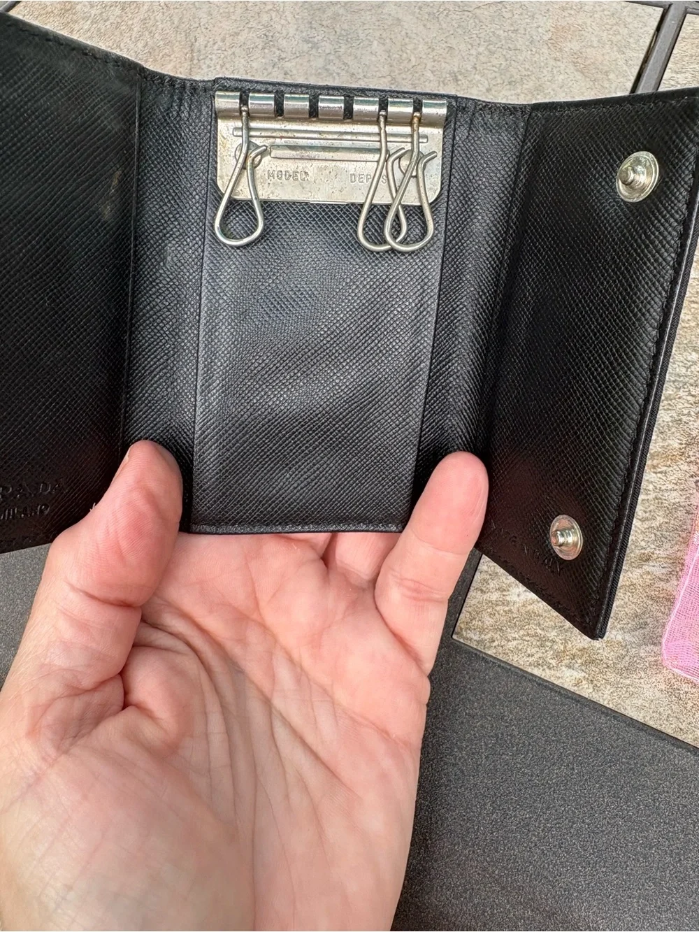 Prada Black Nylon Triangular Logo Compact Wallet